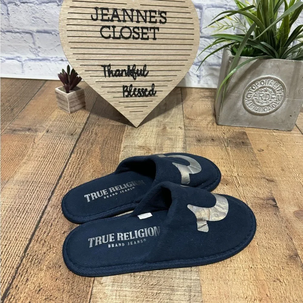 True religion navy blue slippers nwot